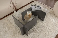 Salontafel Vetrino Glas/Antraciet 105cm