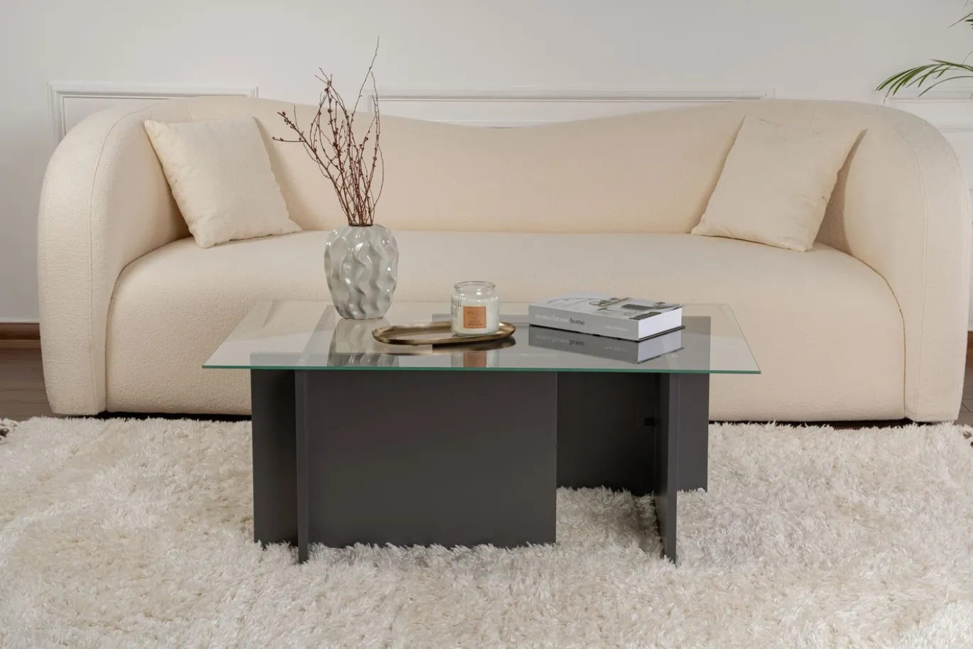 Salontafel Vetrino Glas/Antraciet 105cm