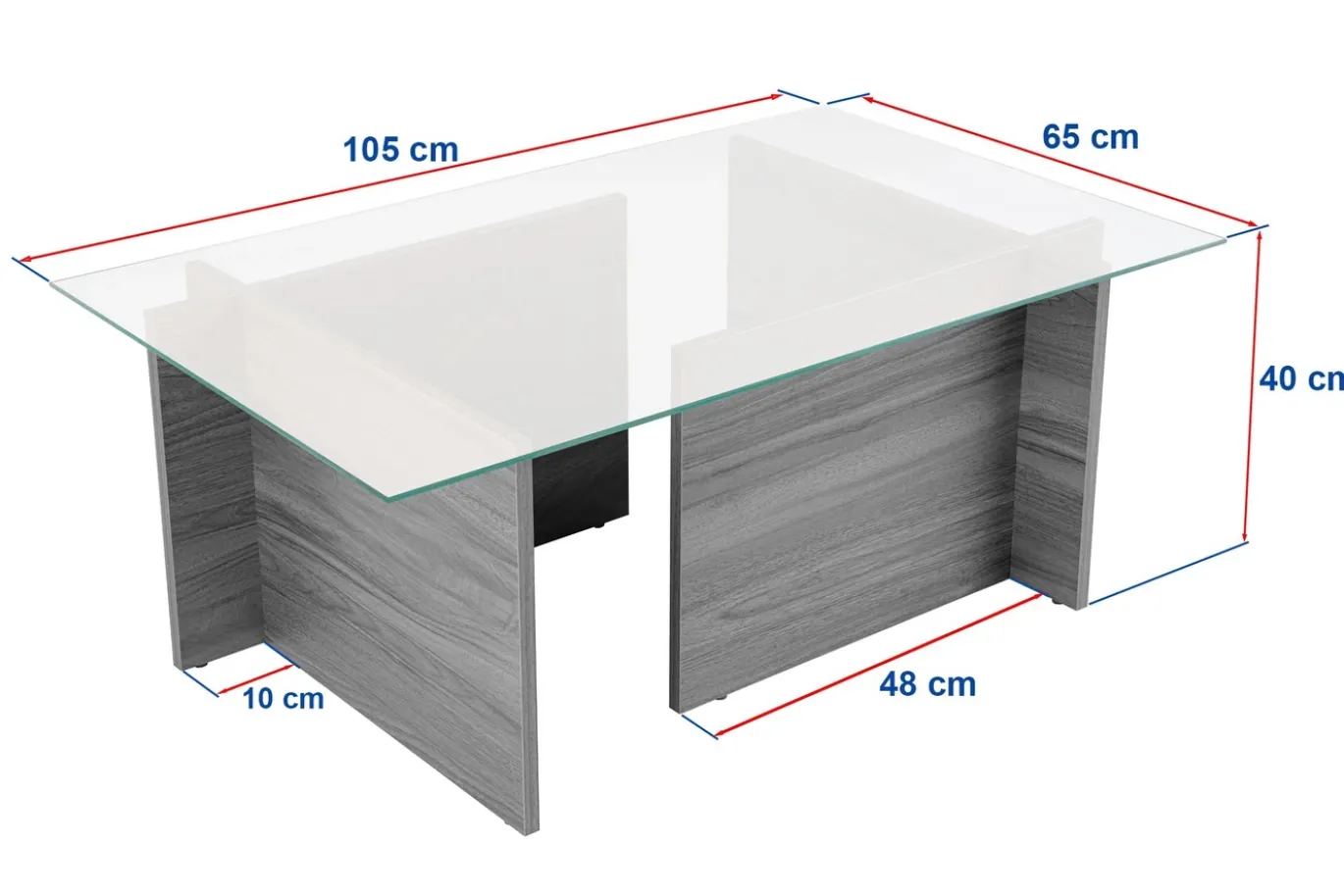 Salontafel Vetrino Glas/Antraciet 105cm