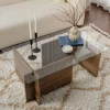 Salontafel Vetrino Glas/Walnoot 105cm