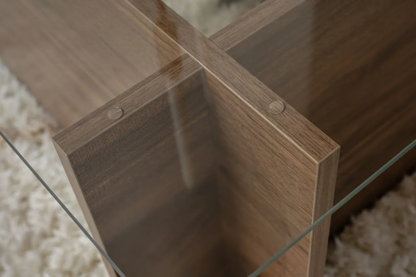 Salontafel Vetrino Glas/Walnoot 105cm