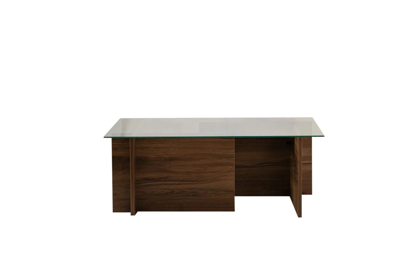 Salontafel Vetrino Glas/Walnoot 105cm