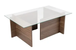 Salontafel Vetrino Glas/Walnoot 105cm