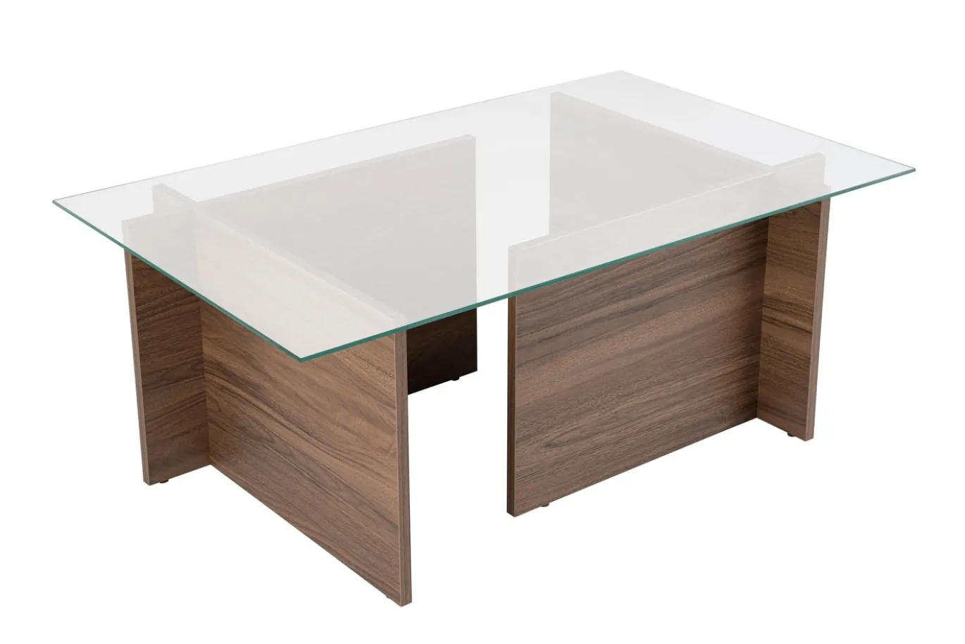 Salontafel Vetrino Glas/Walnoot 105cm