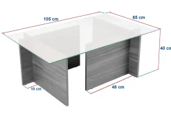 Salontafel Vetrino Glas/Walnoot 105cm