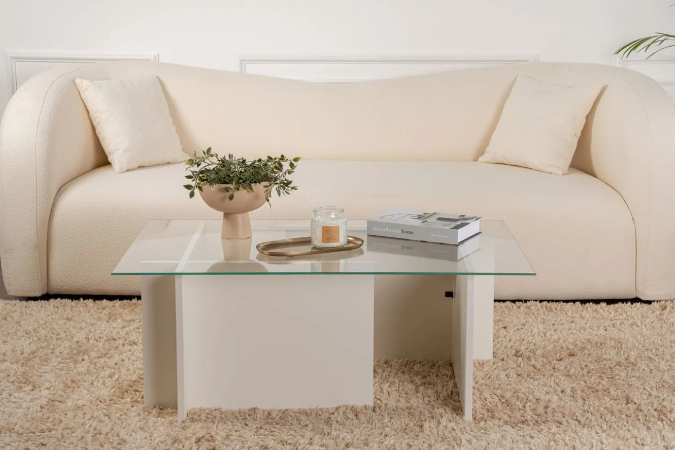 Salontafel Vetrino Glas/Wit 105cm
