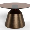 Salontafel Warren Glas Bruin Brons Ø70cm - Giga Living
