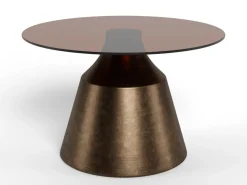 Salontafel Warren Glas Bruin Brons Ø70cm - Giga Living