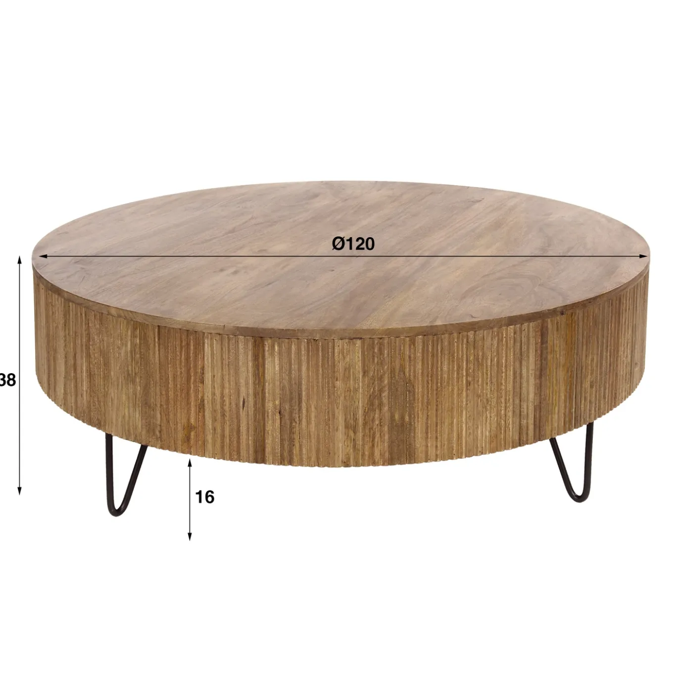 Salontafel Wave Ø120cm Massief Mango Zand - Giga Meubel