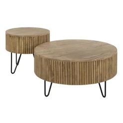 Salontafel Wave Rond Mango Naturel Set van 2 - Giga Meubel