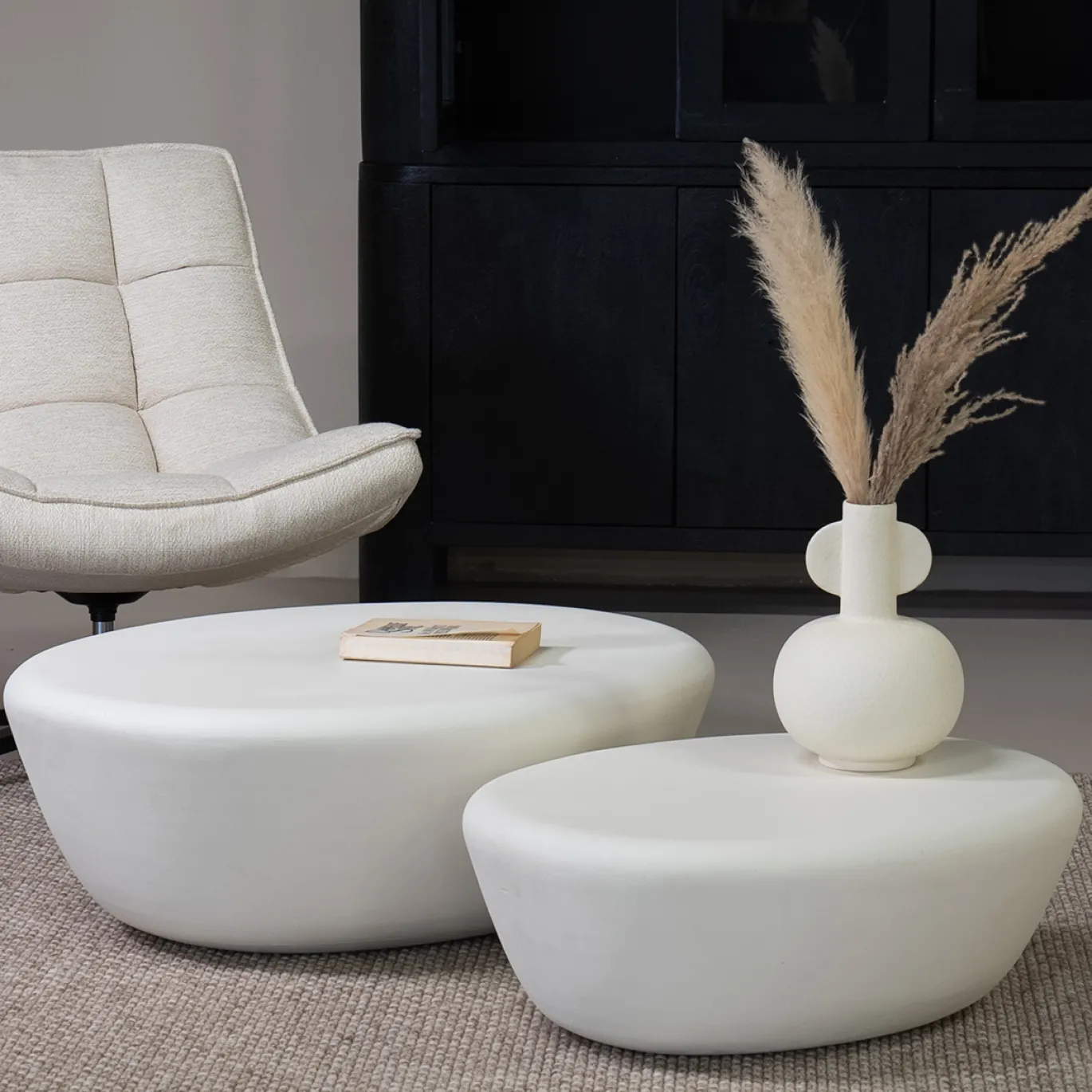 Salontafel Xavi Beige Organisch 85cm - Giga Meubel