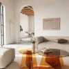 Salontafel Zelon Glas Bruin Ø80cm - Giga Living