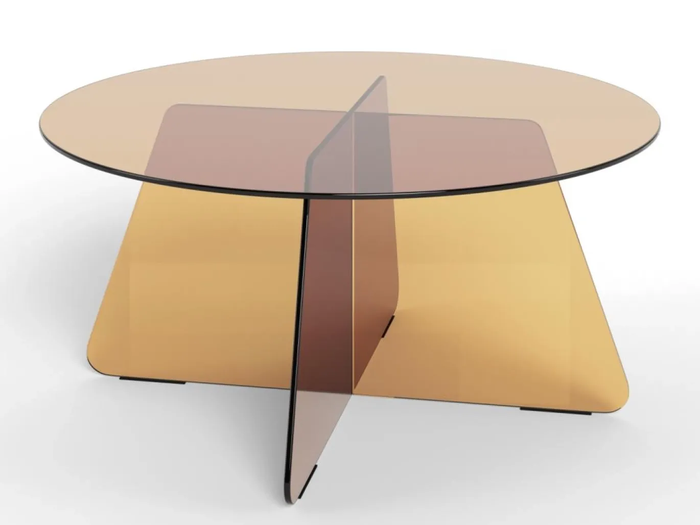 Salontafel Zelon Glas Bruin Ø80cm - Giga Living