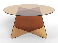 Salontafel Zelon Glas Bruin Ø80cm - Giga Living