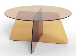 Salontafel Zelon Glas Bruin Ø80cm - Giga Living