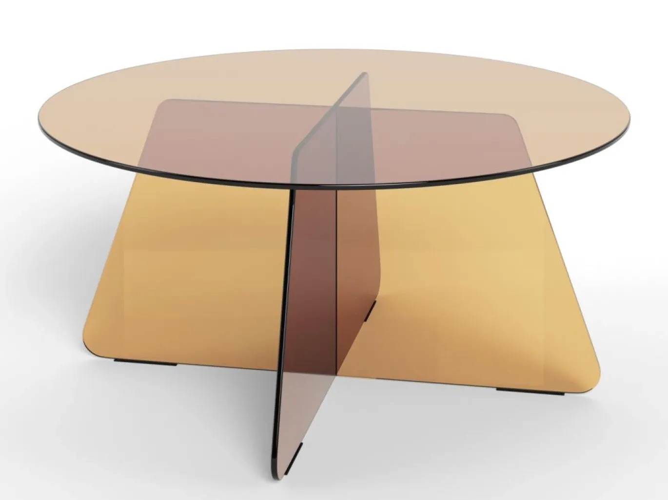 Salontafel Zelon Glas Bruin Ø80cm - Giga Living