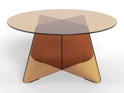 Salontafel Zelon Glas Bruin Ø80cm - Giga Living