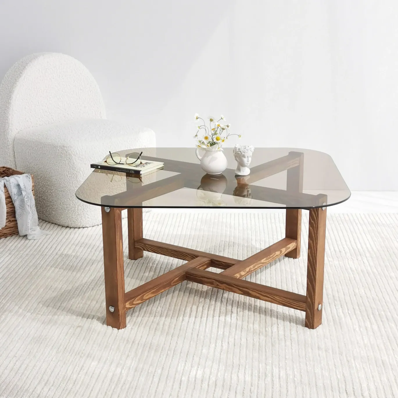 Salontafel Zen Glas/Bruin 80cm