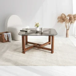 Salontafel Zen Glas/Bruin 80cm