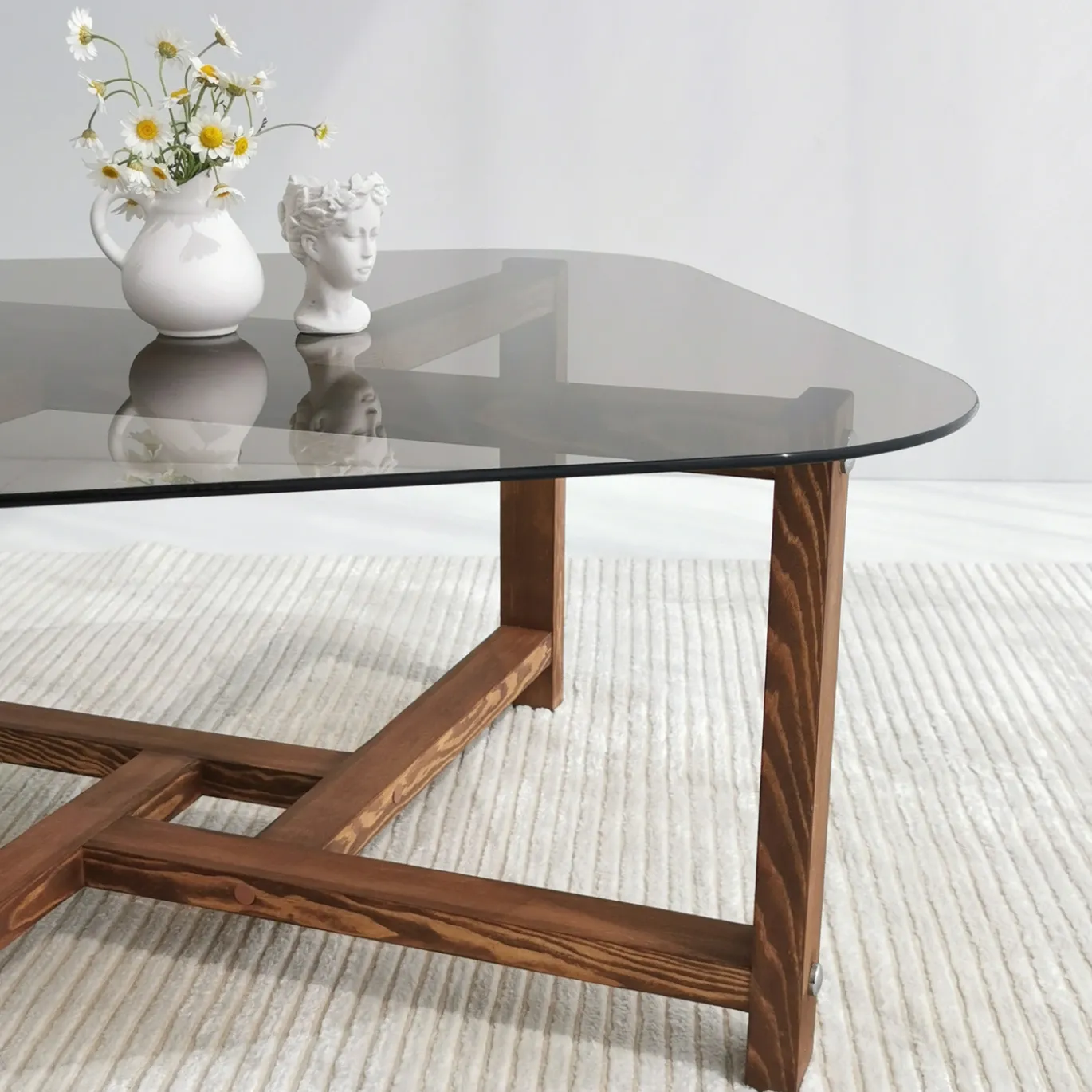 Salontafel Zen Glas/Bruin 80cm