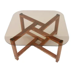 Salontafel Zen Glas/Bruin 80cm