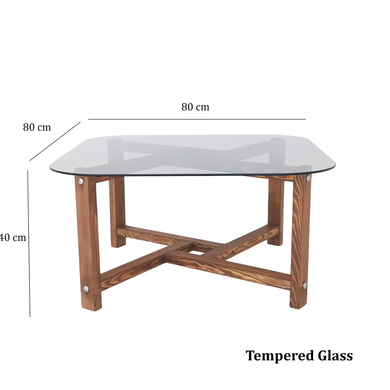 Salontafel Zen Glas/Bruin 80cm