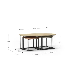 Salontafel Zoya Set van 3 Eiken Terracotta/groen - Giga Meubel