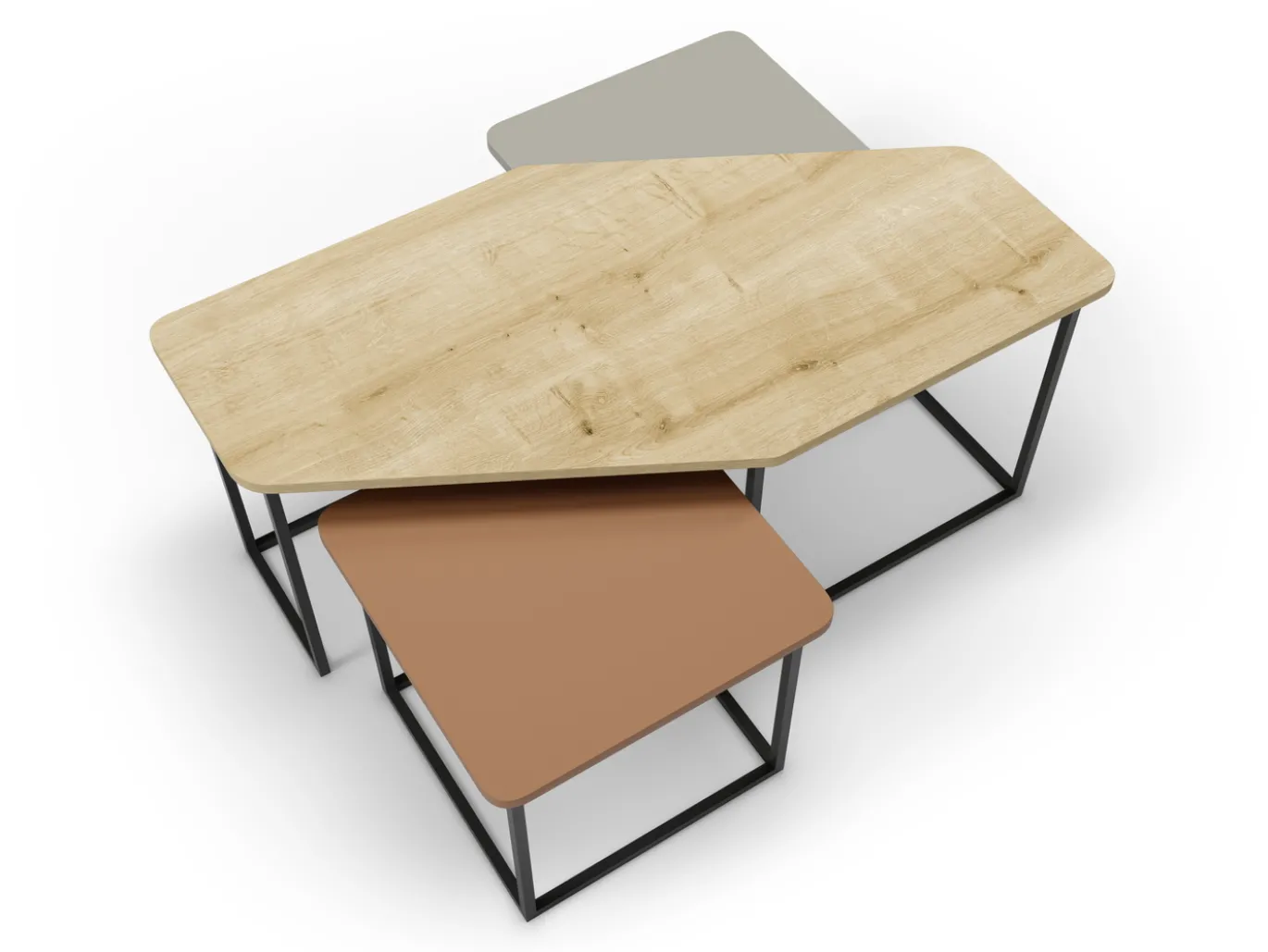Salontafel Zoya Set van 3 Eiken Terracotta/groen - Giga Meubel