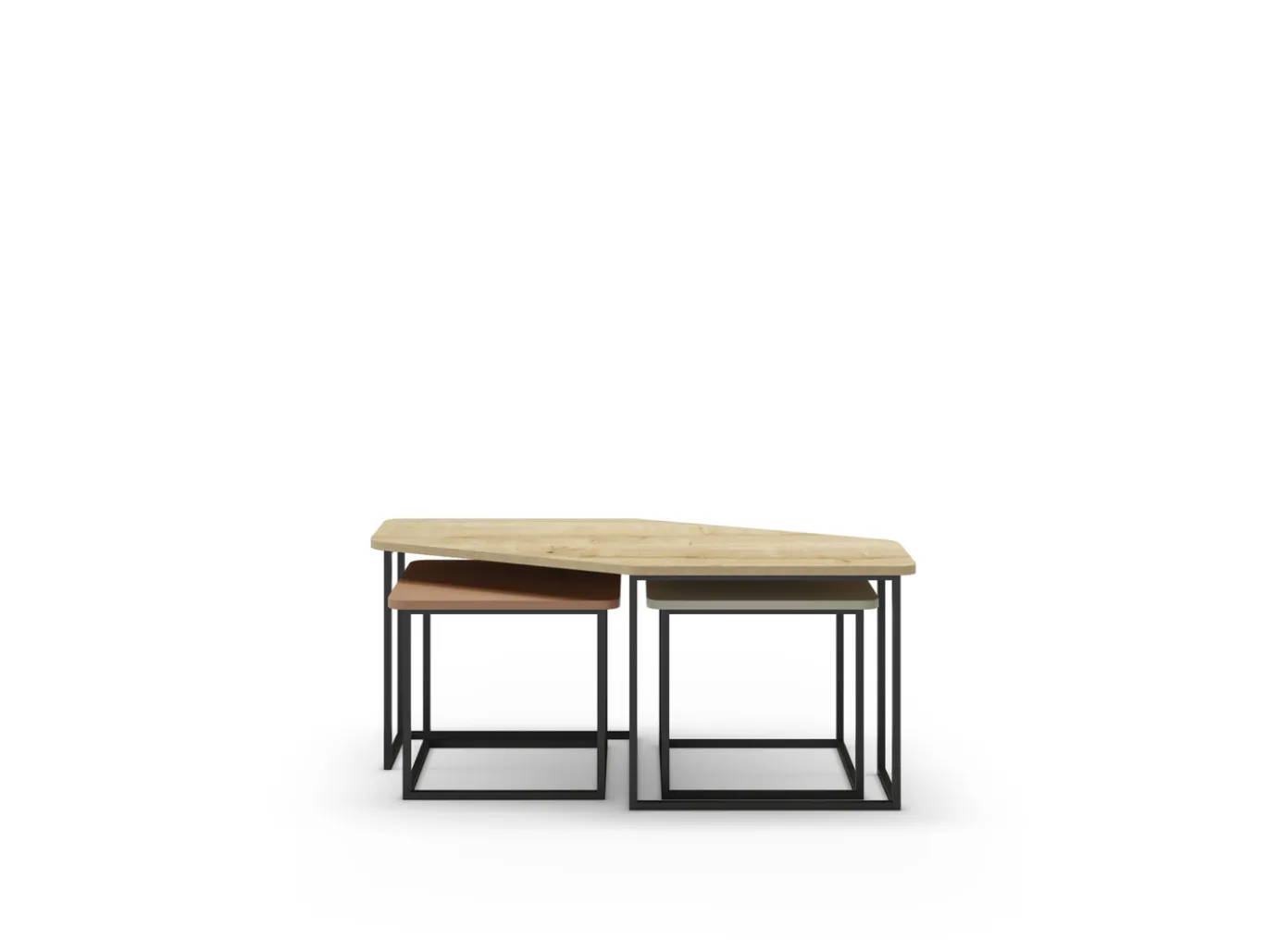 Salontafel Zoya Set van 3 Eiken Terracotta/groen - Giga Meubel