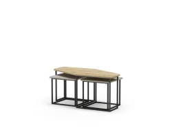 Salontafel Zoya Set van 3 Eiken Crème/groen - Giga Meubel