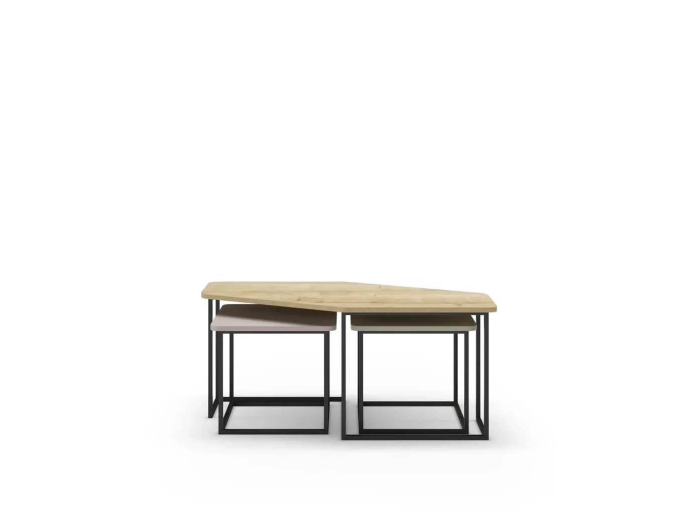 Salontafel Zoya Set van 3 Eiken Crème/groen - Giga Meubel