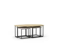 Salontafel Zoya Set van 3 Eiken Crème/groen - Giga Meubel