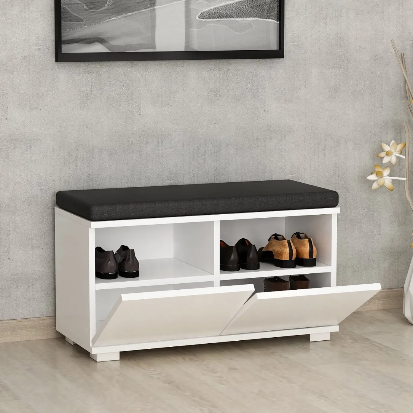 Schoenenbank Drago Wit 80cm