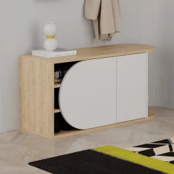 Schoenenbank Nova Naturel/Wit 104cm
