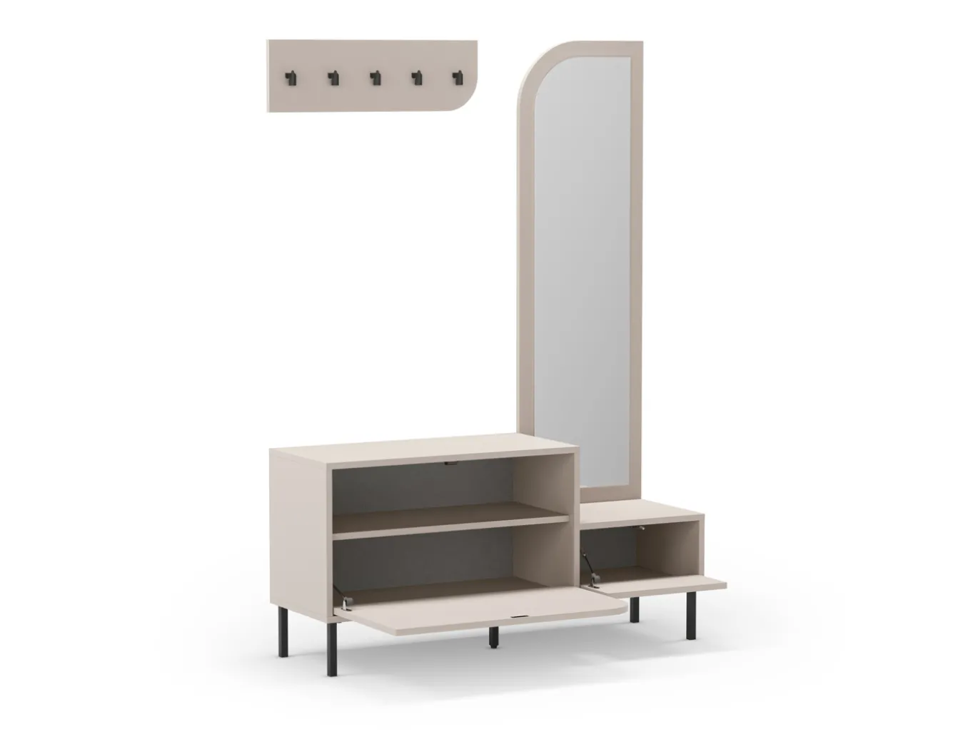 Schoenenkast Bea 2d+spiegel Crème - Giga Meubel