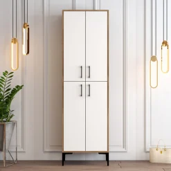 Schoenenkast Berlin Melamine Walnoot Wit