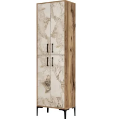 Schoenenkast Berlin Melamine Walnoot Wit Marmerlook