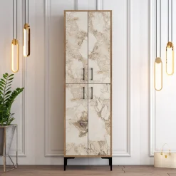 Schoenenkast Berlin Melamine Walnoot Wit Marmerlook
