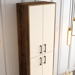 Schoenenkast Berlin Melamine Walnoot Crème