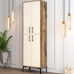 Schoenenkast Berlin Melamine Walnoot Crème