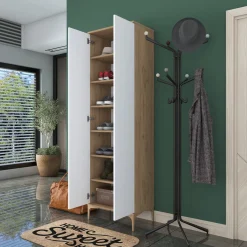 Schoenenkast Ergani Wit/Walnoot