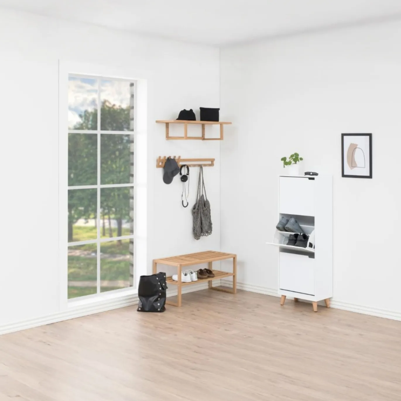 Schoenenkast Nylen Frame Mdf Wit 133cm - Giga Living