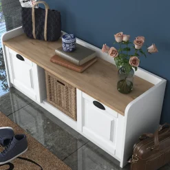 Schoenenkast Persembe Wit/Walnoot