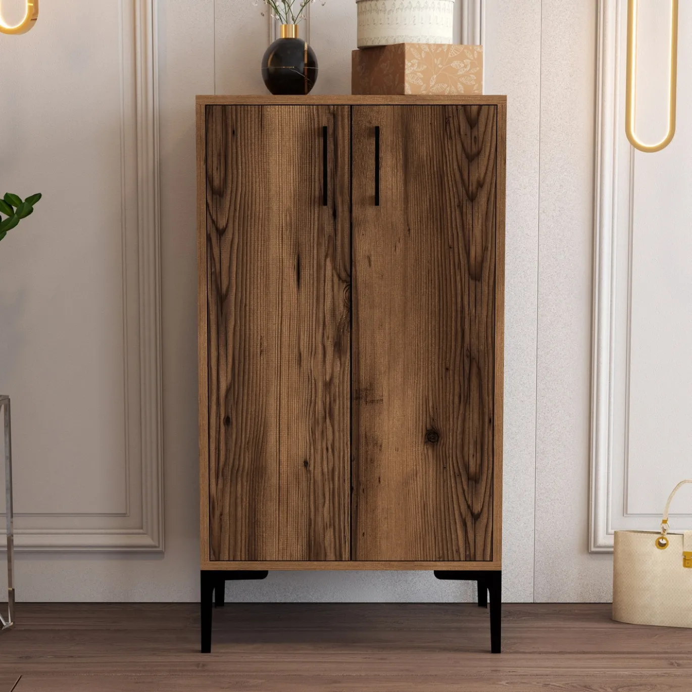 Schoenenkast Prag Melamine Walnoot
