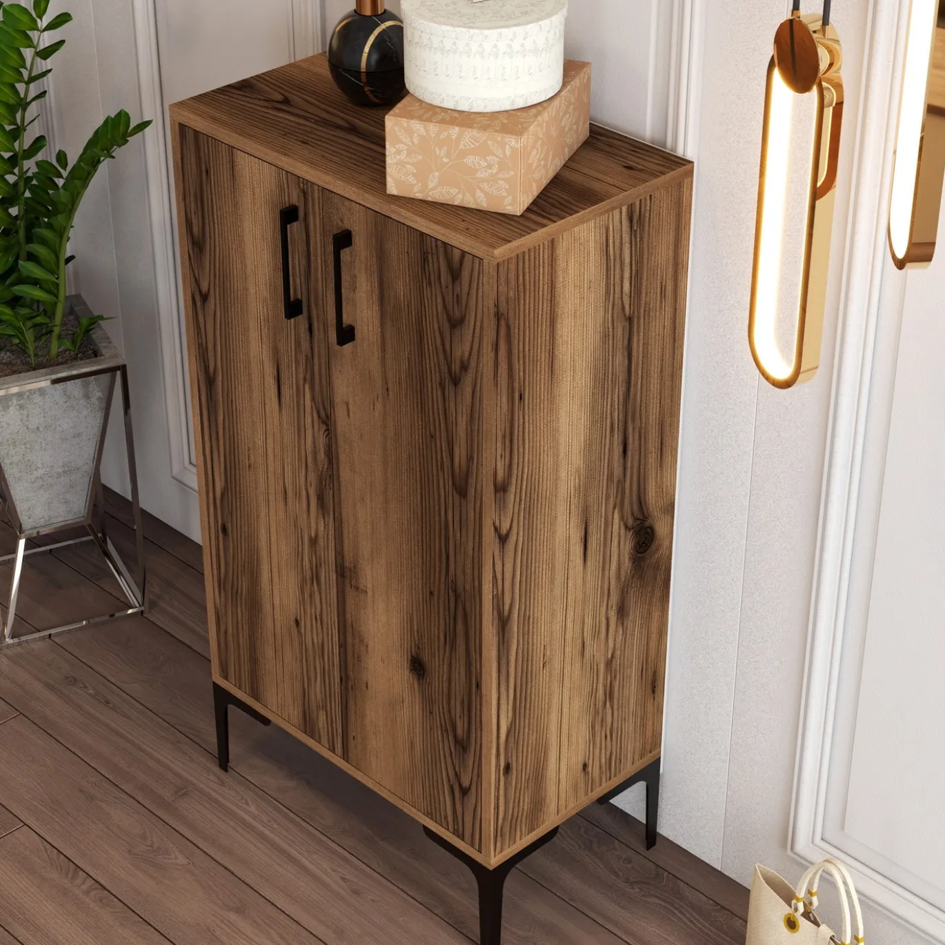 Schoenenkast Prag Melamine Walnoot