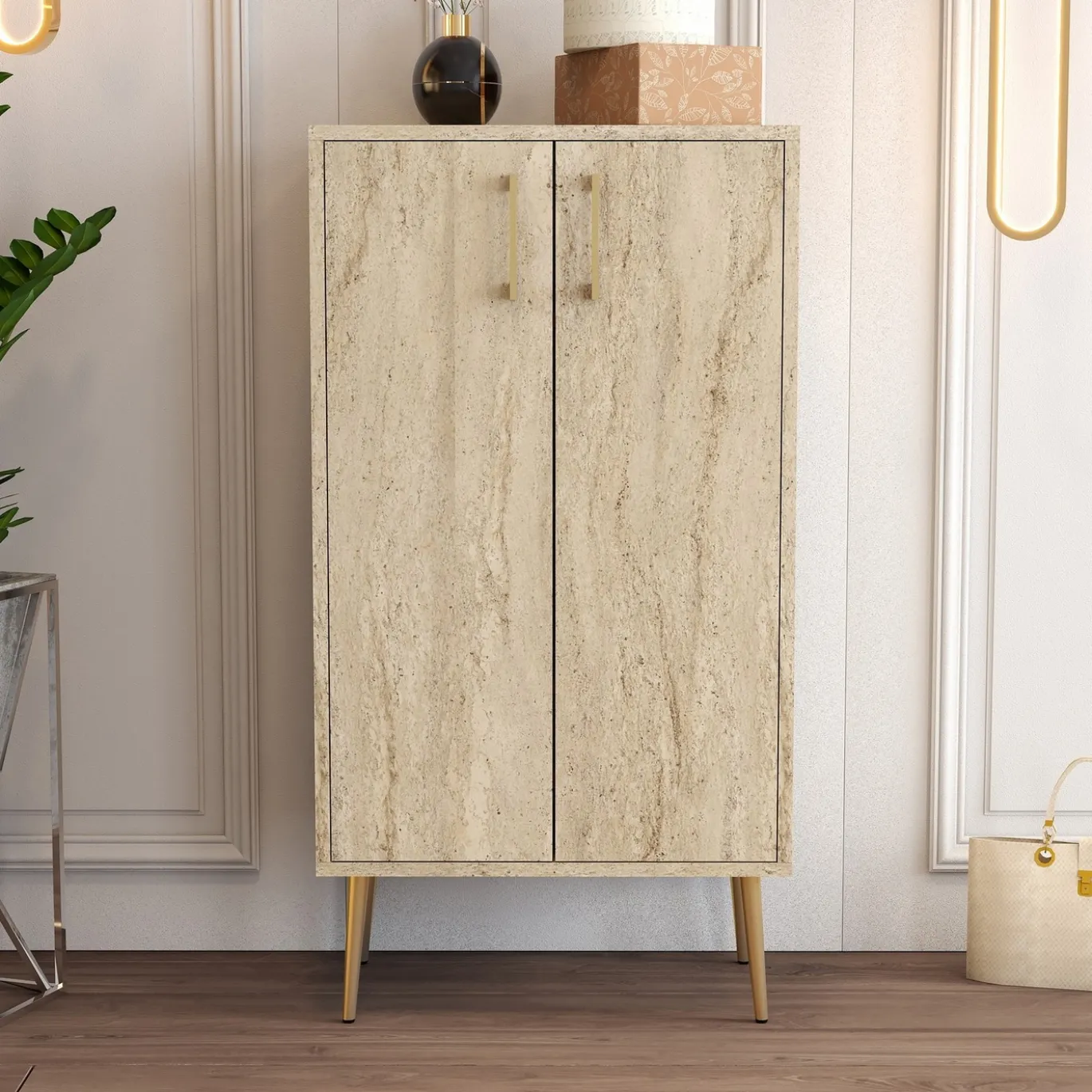 Schoenenkast Prag Travertinlook 110cm