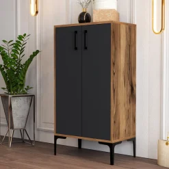 Schoenenkast Prag Walnoot/Antraciet 110cm