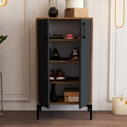 Schoenenkast Prag Walnoot/Antraciet 110cm