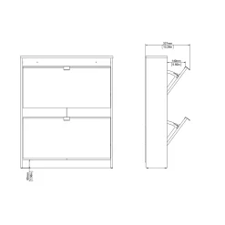 Schoenenkast Shoes Mat Zwart 2-vakken - Giga Living