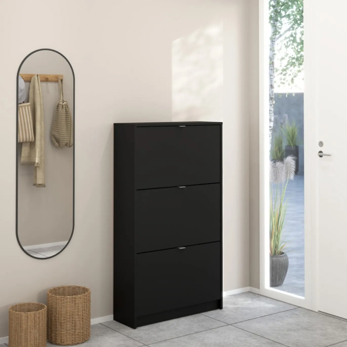 Schoenenkast Shoes Mat Zwart 3-vakken - Giga Living